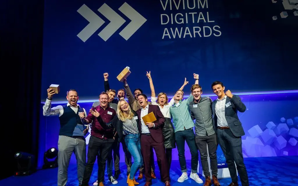 Team celebrating an award win